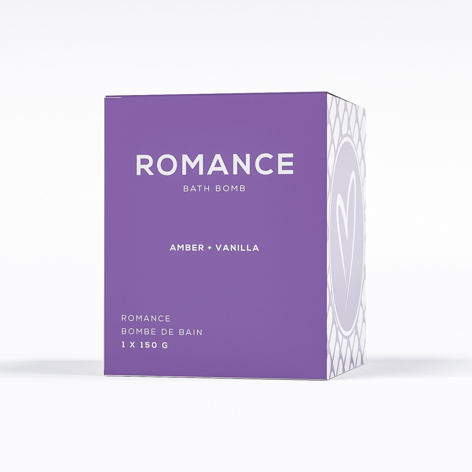 vanilla amber bath bomb by bare skin bar in purple box