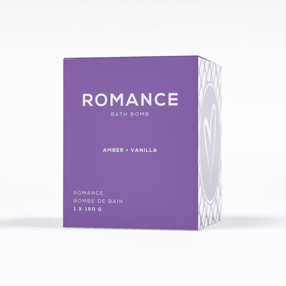 vanilla amber bath bomb by bare skin bar in purple box