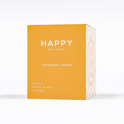 happy bath bomb by bare skin bar in orange box