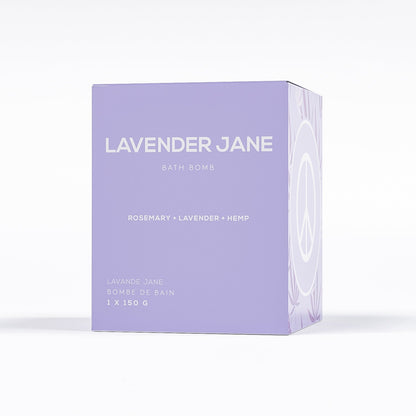 lavender rosemary bath bomb in box by bare skin bar
