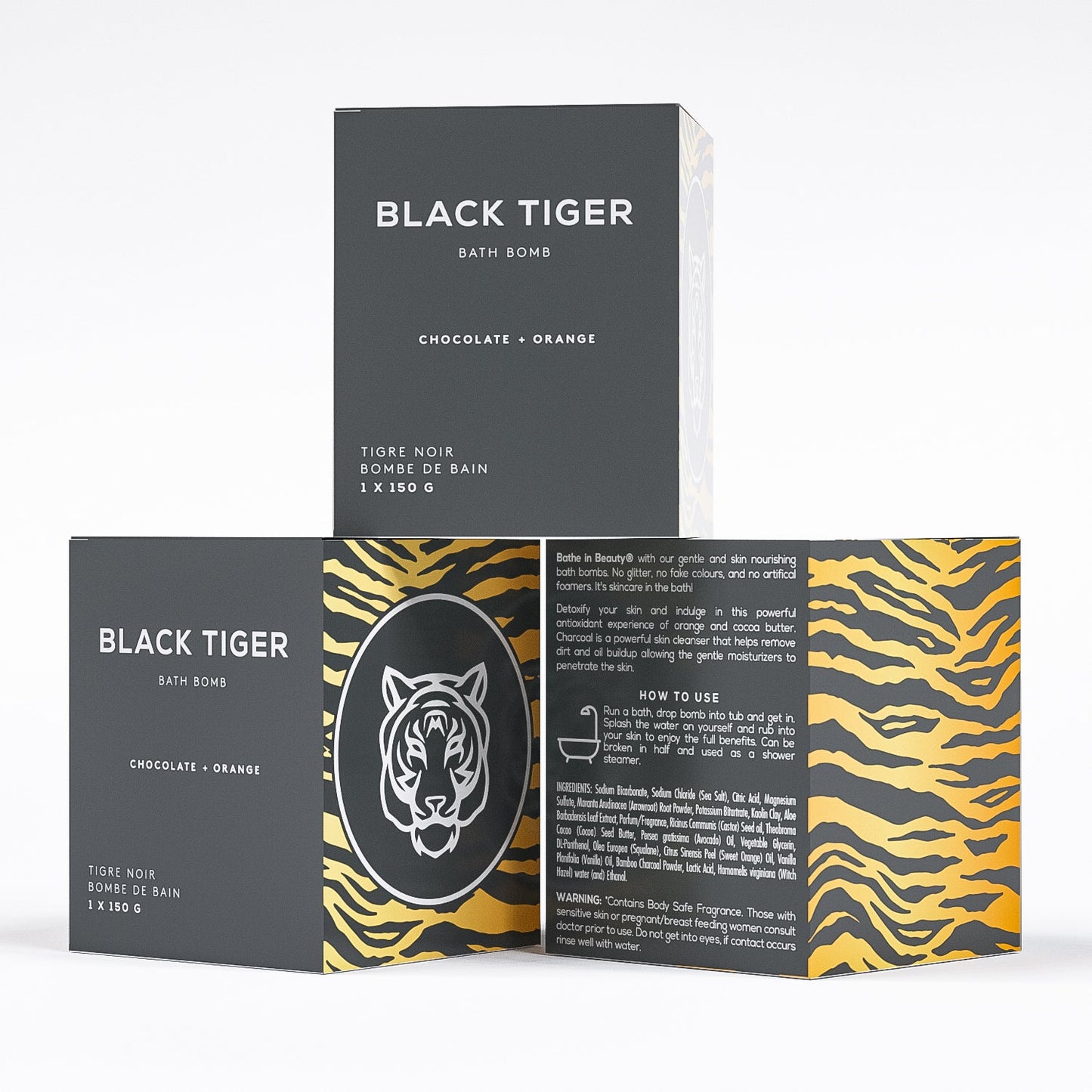 3 set of black tiger bath bombs