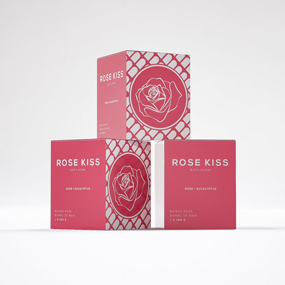 set of 3 rose bath bomb by bare skin bar in red box