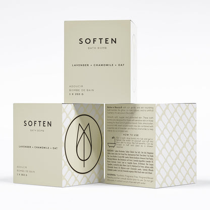 set of 3 lavender chamomile bath bomb by bare skin bar in box