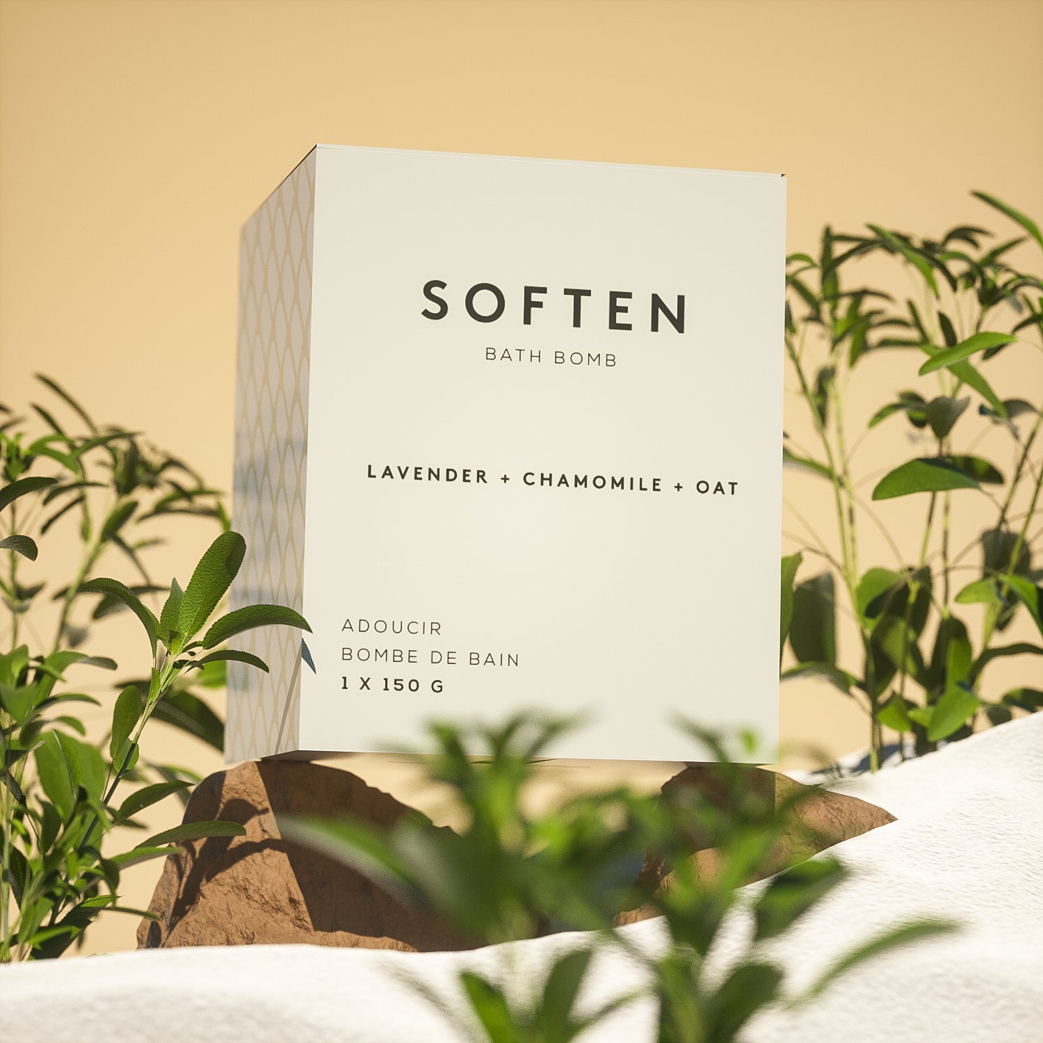 lavender chamomile bath bomb by bare skin bar in box