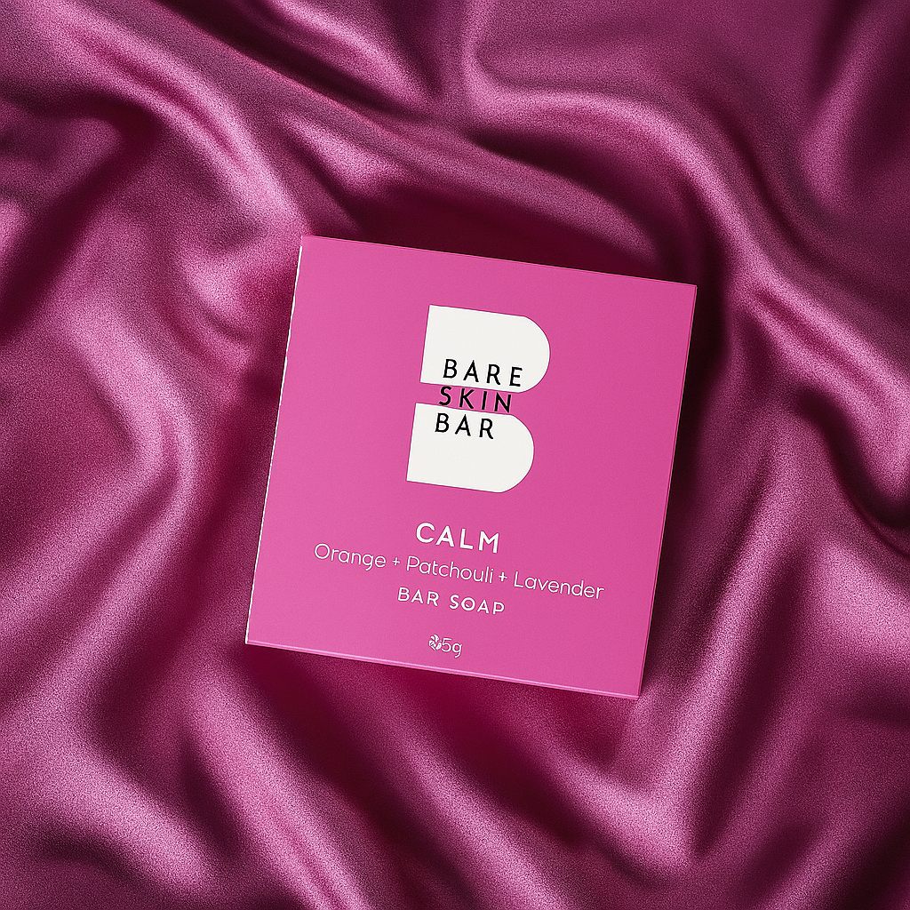 bare skin bar bar soap on pink sheets