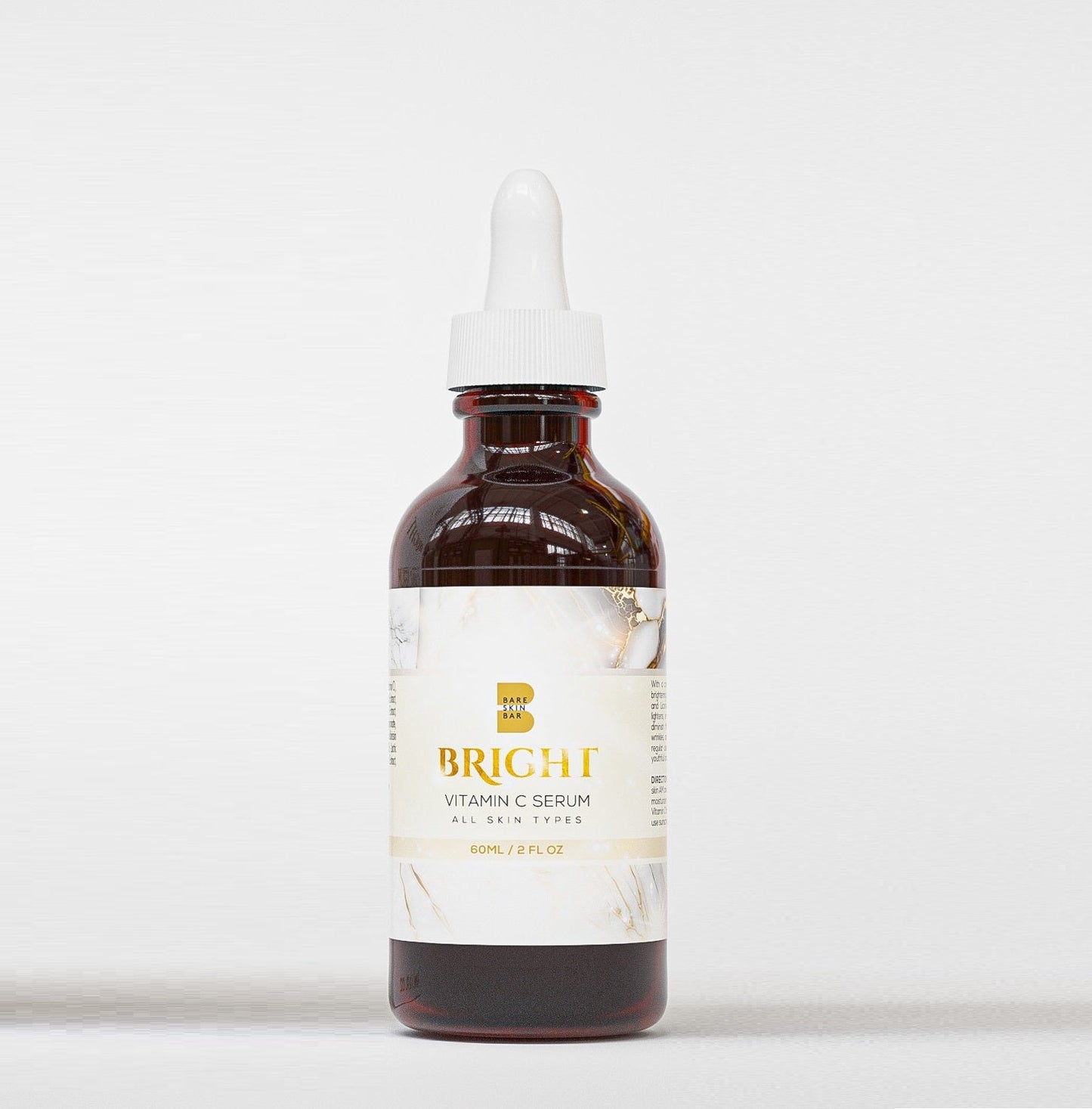 Bottle of Bright Vitamin C Serum on a white background